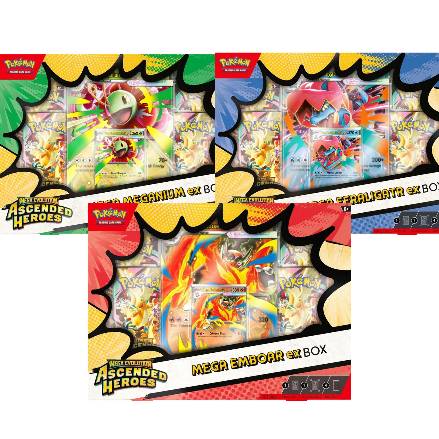 Ascended Heroes Mega Meganium, Emboar, or Feraligatr Ex Box