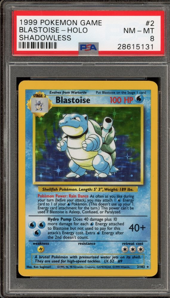 1999 POKEMON GAME #2 BLASTOISE-HOLO SHADOWLESS