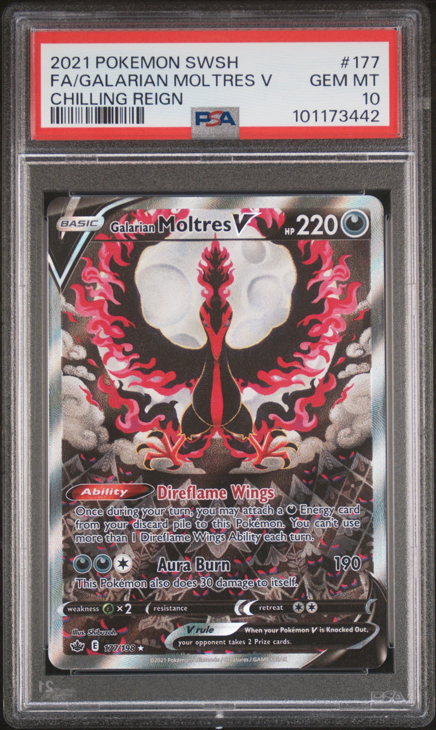 2021 POKEMON SWORD & SHIELD CHILLING REIGN #177 FA/GALARIAN MOLTRES V CHILLING REIGN