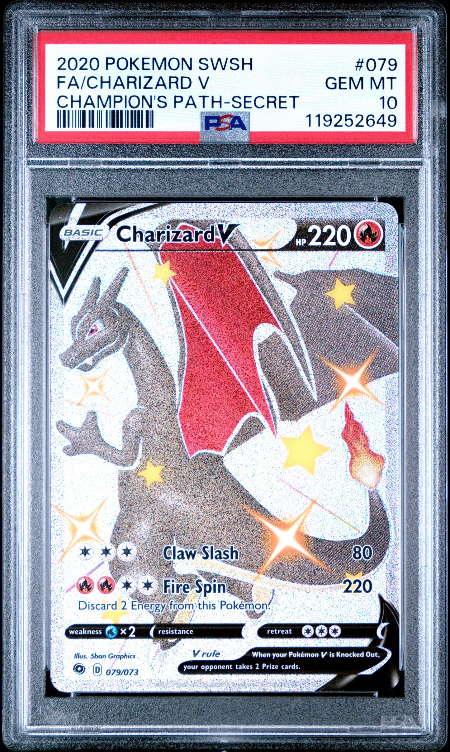 2020 POKEMON SWORD & SHIELD CHAMPION'S PATH #079 FA/CHARIZARD V CHAMPION'S PATH-SECRET
