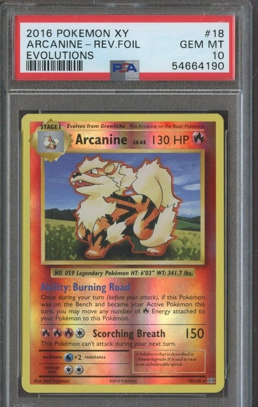 2016 POKEMON XY EVOLUTIONS #18 ARCANINE-REV.FOIL EVOLUTIONS