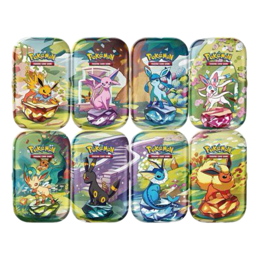 **PREORDER** Pokemon TCG: Pokemon Scarlet and Violet 8.5 Prismatic Evolutions Mini Tin (Full Display & all 8 Tins included) Release date 2/7/2025