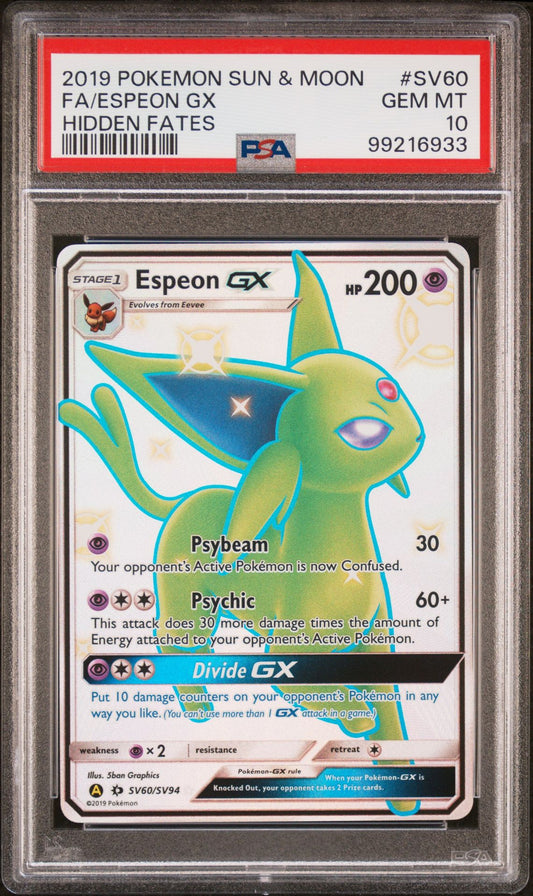 2019 POKEMON SUN & MOON HIDDEN FATES SV60 FULL ART/ESPEON GX