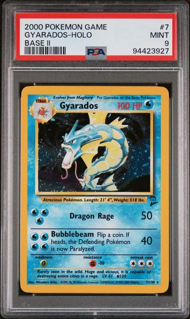 2000 POKEMON GAME BASE II
7 GYARADOS-HOLO BASE II
MINT 9