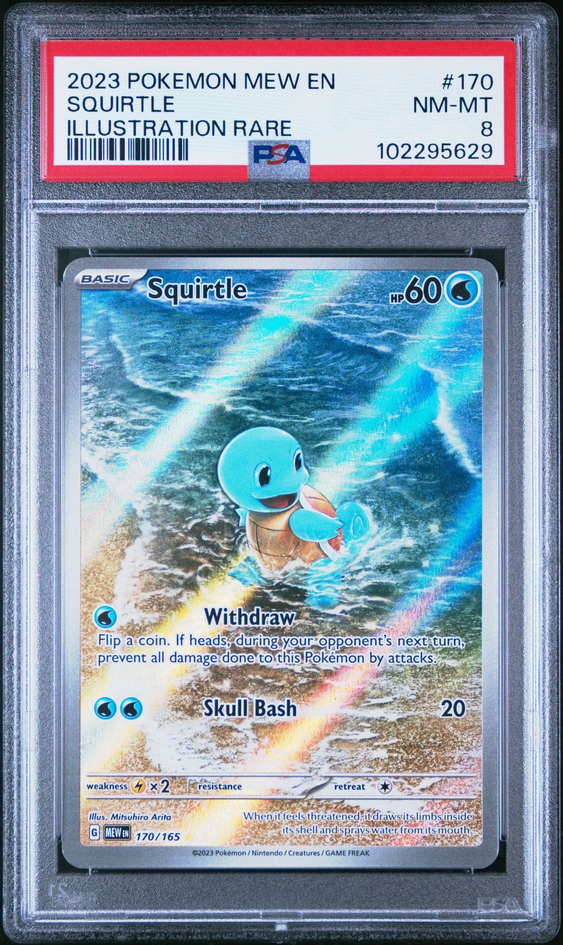 2023 POKEMON MEW EN-151 170 SQUIRTLE ILLUSTRATION RARE PSA 8