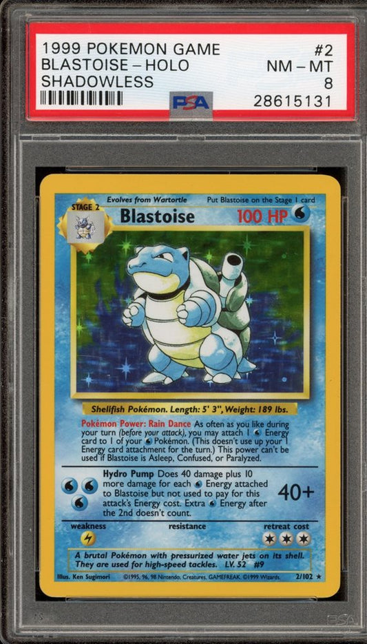 1999 POKEMON GAME #2 BLASTOISE-HOLO SHADOWLESS