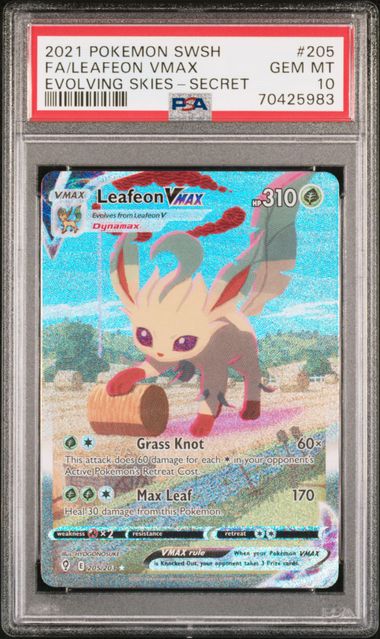 2021 POKEMON SWORD & SHIELD EVOLVING SKIES #205 FA/LEAFEON VMAX EVOLVING SKIES-SECRET