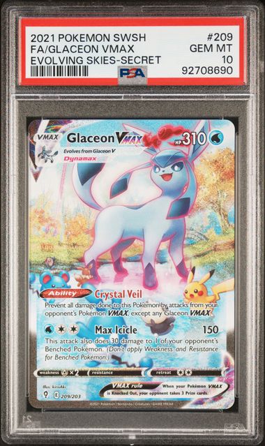 2021 POKEMON SWORD & SHIELD EVOLVING SKIES #209 FA/GLACEON VMAX EVOLVING SKIES-SECRET