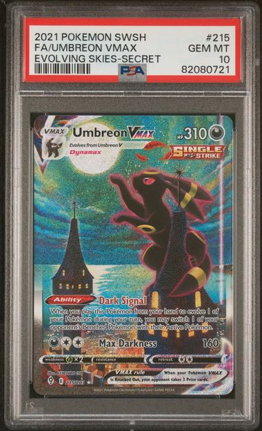 2021 POKEMON SWORD & SHIELD EVOLVING SKIES #215 FA/UMBREON VMAX EVOLVING SKIES-SECRET