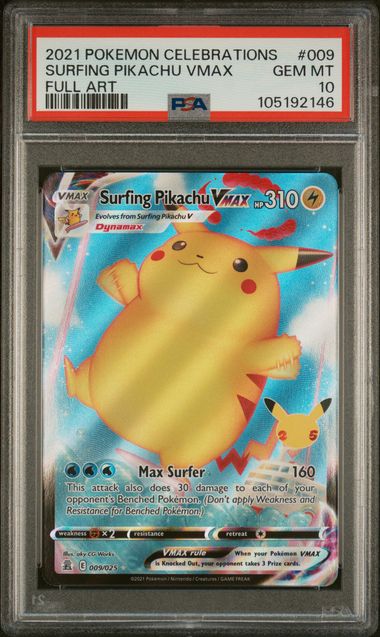 2021 POKEMON CELEBRATIONS #009 SURFING PIKACHU VMAX FULL ART