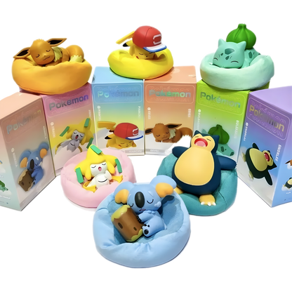 Pokemon Sleeping Figurine Featuring: Snorlax, Eevee, Pikachu, Komala, Bulbasaur, and Jirachi