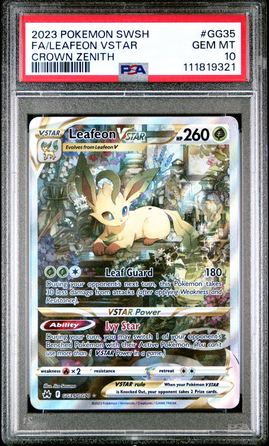 2023 POKEMON SWORD AND SHIELD CROWN ZENITH #GG35 FA/LEAFEON VSTAR CROWN ZENITH