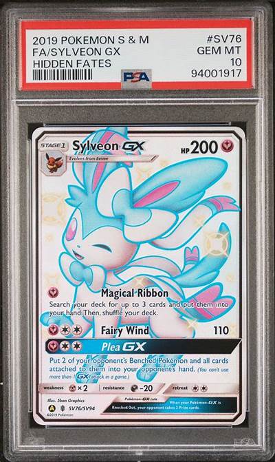 2019 POKEMON SUN & MOON HIDDEN FATES #SV76 FA/SYLVEON GX HIDDEN FATES